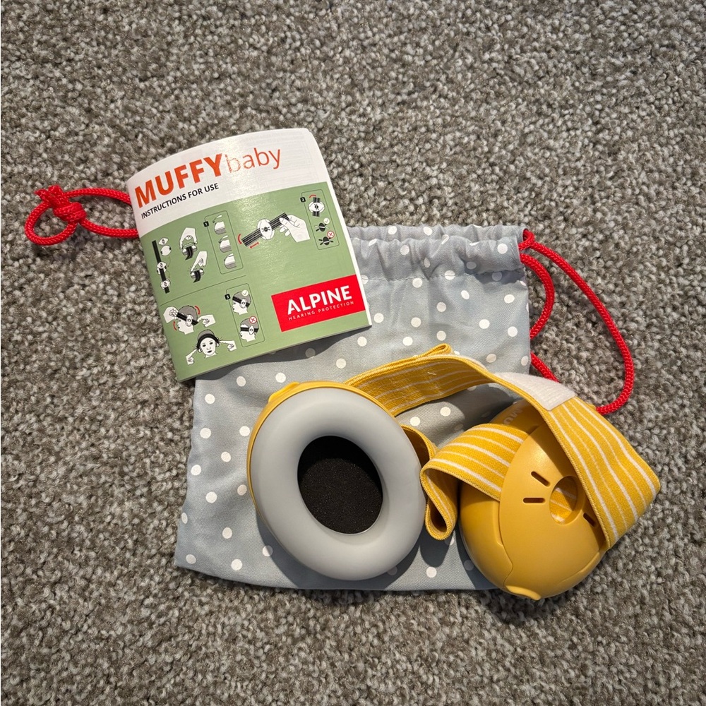 Alpine Muffy Baby Ear Protectors in Yellow and Gray